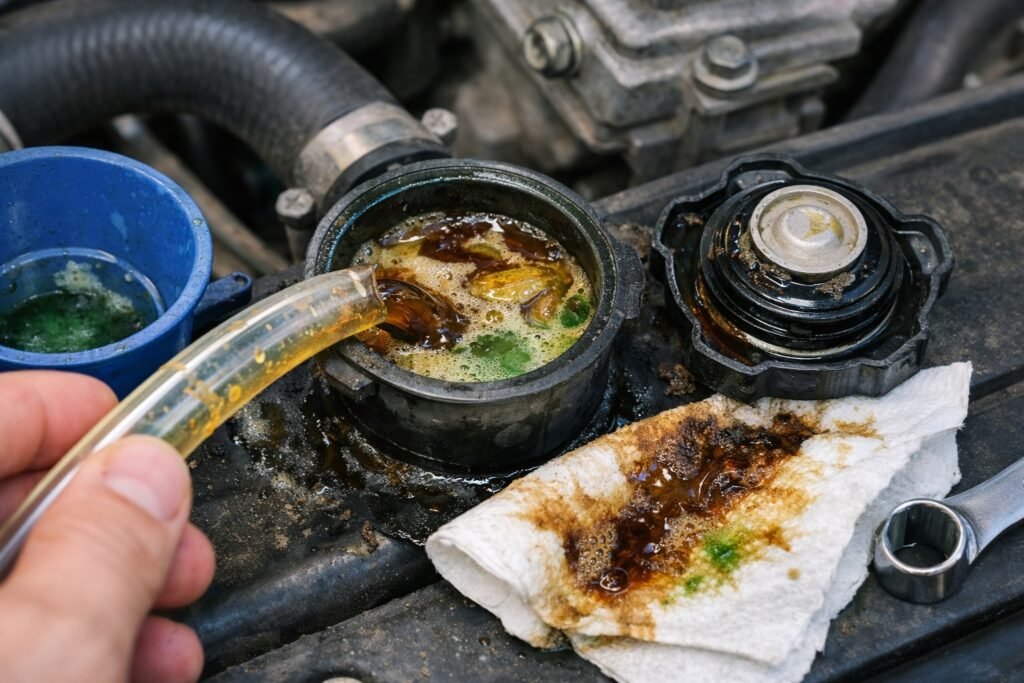 Comment enlever l'huile dans le liquide de refroidissement